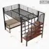 Narivoodi metallraamiga 140x200 cm panipaiga ja turvatrepiga | E-pood Tootemaailm Narivoodi metallraamiga, mõõdud 140x200 cm, sisaldab avarat panipaika ja turvatreppi. Musta värvi raam ja puidust astmed. Minimalistlik ja praktiline disain.