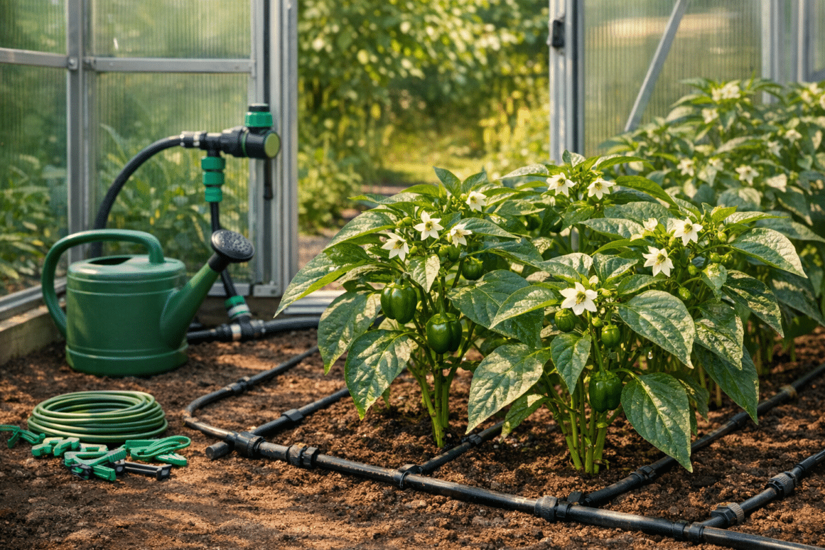 Paprika ei vilju? 7 põhjust kasvuhoones | E-pood Tootemaailm Paprikataimed kasvuhoones õite ja väikeste viljadega