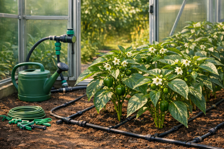 Paprika ei vilju? 7 põhjust kasvuhoones | E-pood Tootemaailm Paprikataimed kasvuhoones õite ja väikeste viljadega