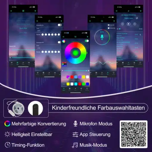 Päevavoodi 90x200cm kahe sahtliga ja LED valgustusega | E-pood Tootemaailm LED-ribade juhtimine mobiilirakenduse kaudu, värvivalik, mikrofonirežiim, heleduse ja taimeri seaded, QR-kood