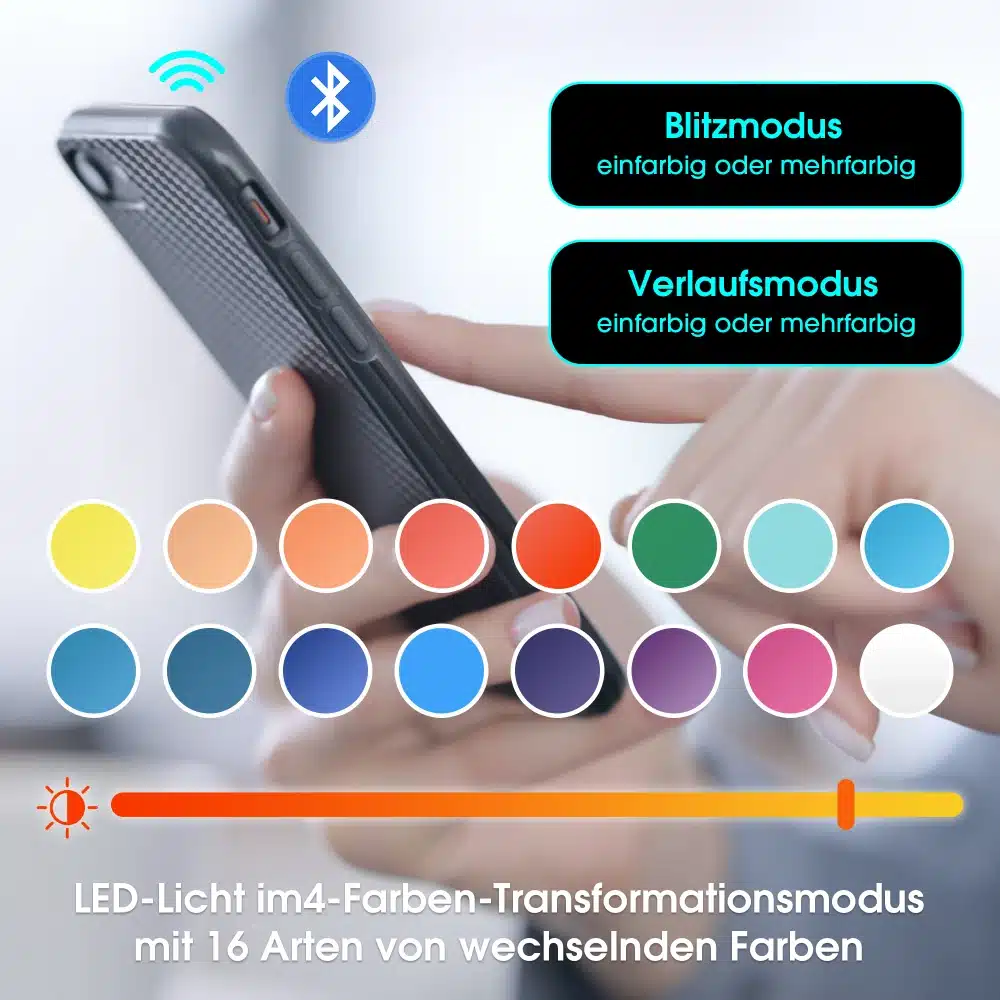 Mobiiltelefoni ümbris valgusrežiimide ja 16 värviga, Bluetooth ja juhtmevaba juhtimine