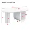 Valge kohvilaud kahe sahtliga modernse disainiga | E-pood Tootemaailm Valge ovaalne laud mõõtudega 98,5 × 53,5 cm ja kõrgus 42 cm, mõõtjoontega skeem
