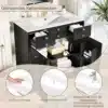 Vannitoakapp keraamilise valamuga ja sahtlitega | E-pood Tootemaailm Mustvalge keraamiline valamuga must vannitoakapp, avatud sahtlite ja riiulitega