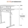 Reguleeritava kõrgusega kompaktne mitmeotstarbeline kirjutuslaud | E-pood Tootemaailm Valge reguleeritav lauaraam 60–90 cm tõstekõrgusega