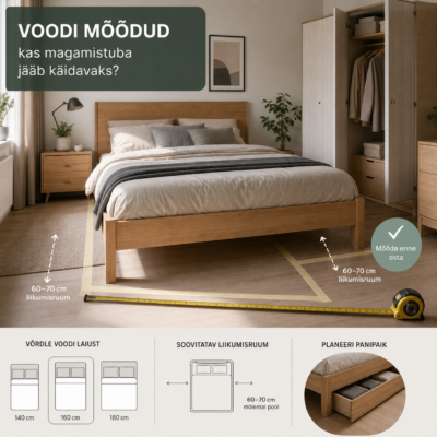 Voodi mõõdud: kas magamistuba jääb käidavaks? | E-pood Tootemaailm Magamistoa voodi mõõtmine enne ostu