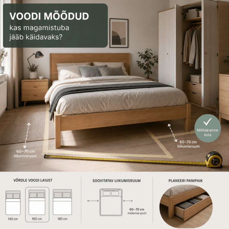 Voodi mõõdud: kas magamistuba jääb käidavaks? | E-pood Tootemaailm Magamistoa voodi mõõtmine enne ostu