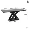 Laiendatav söögilaud 120–160 cm kuni 6 inimesele | E-pood Tootemaailm Must söögilaud X-kujulise metalljalaga, mõõtudega 80 x 60 cm ja kõrgusega 75 cm