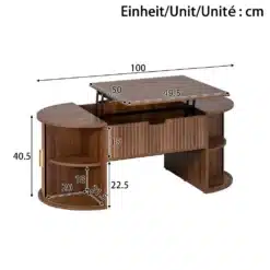 Puidust kirjutuslaud mõõtudega 100 x 49,5 cm, kõrgus 40,5 cm, avatud riiulitega