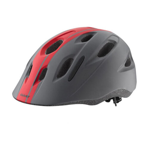 Lastekiiver GIANT Hoot, Matte Charcoal | E-pood Tootemaailm Hall ja punase triibuga jalgrattakiiver ventilatsiooniavadega