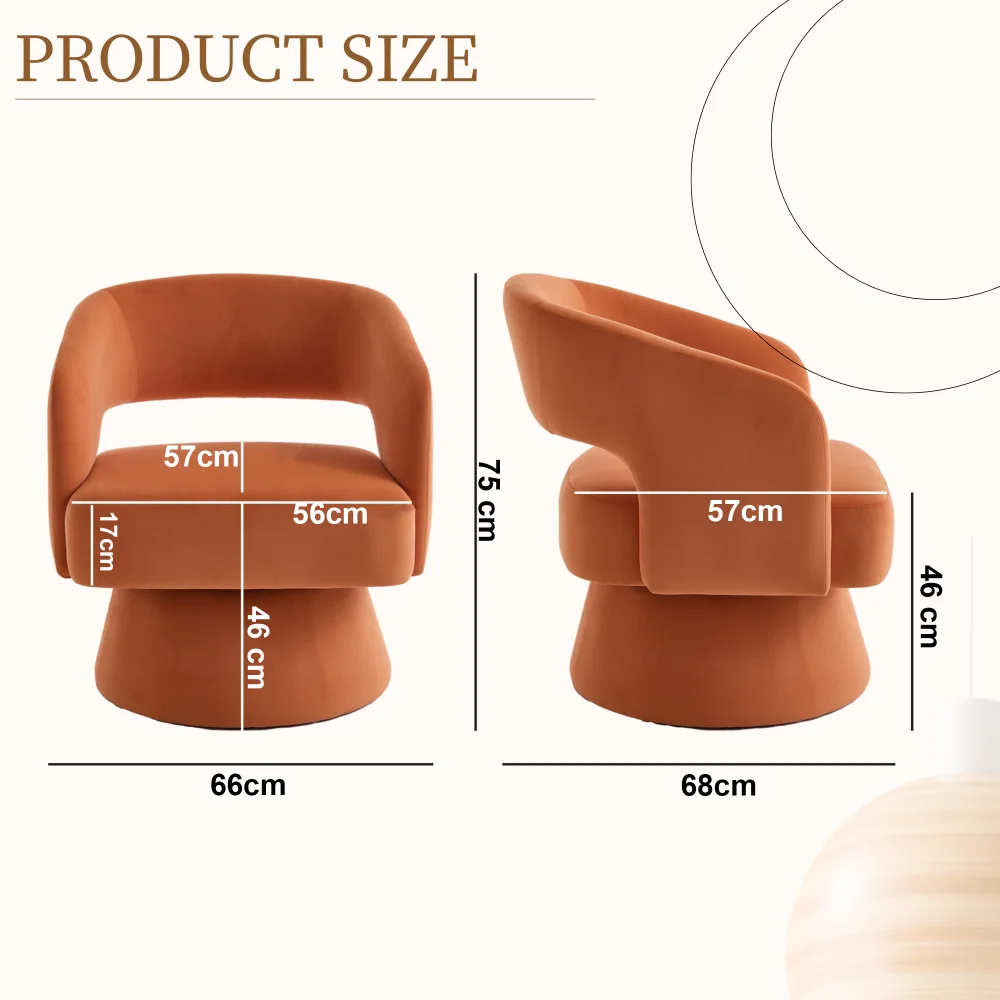 Oranžpruuni tooli mõõtude skeem eest- ja külgvaates, märgitud mõõdud 75 cm, 68 cm, 66 cm, 57 cm, 56 cm, 46 cm ja 17 cm
