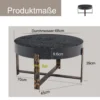 Ümmargune must laud mõõtudega läbimõõt 68 cm, kõrgus 39 cm ja detailne raam