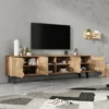 Telerialus 180 x 40 x 55 cm 8 panipaigaga 70-tollisele telerile | E-pood Tootemaailm Puidust TV-kapp avatud ustega, seinale paigaldatud teleri all, kaasaegses elutoas