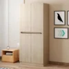 Riidekapp kahe uksega, 70 × 40 × 170 cm | E-pood Tootemaailm Hele värvitoonis kõrge uksega riidekapp toonitud puitviimistlusega interjööris