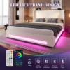 Voodi160 x 200 cm LED-valgustuse, USB-pesade ja panipaigaga | E-pood Tootemaailm LED-valgusriba kaheinimesevoodi all ja ümber, puldi ning nutitelefoni juhtimisega