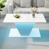 Diivanilaud LED-valgustusega 100 x 50 x 46 cm | E-pood Tootemaailm Valge modernne diivanilaud sinise keskosaga elutoas