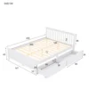 Panipaigaga voodi 140x200 cm sahtlitega | E-pood Tootemaailm Valge voodi sahtlitega mõõtudega skeem, voodiraam, peats ja voodialused hoiusahtlid