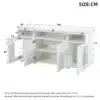 LED-valgustusega puhvetkapp 3 sektsiooniga | E-pood Tootemaailm Valge kapp avatud ustega ja mõõtudega 140 x 40 x 70 cm
