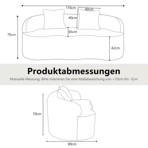 Kumerad 2-kohalised disaindiivanid ümarate käetugedega | E-pood Tootemaailm Diivanvoodi mõõtjoonis: laius 170 cm, kõrgus 70 cm, istme kõrgus 42 cm, seljatoe kõrgus 65 cm ja padja mõõt 40 cm