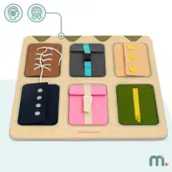 Montessori puidust tegevuslaud kuue erineva kinnituse ja lukuga