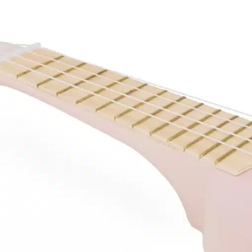 Laste ukulele mängupill 4 keelega alates 3. eluaastast | E-pood Tootemaailm Pehme tooniga akustiline kitarr lähivõttes, näha kaela ja keeli