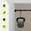 Ukseraamile kinnitatav lõuatõmbekang koduseks treeninguks | E-pood Tootemaailm Must ketlebell 200 kg märgistusega ripub trenažöörile kinnitatud kangi küljes