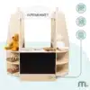 Laste mängupood 91-osalise tarvikukomplektiga | E-pood Tootemaailm Puidust mängu-supermarketi lett musta tahvlipaneeliga ja riiulitega