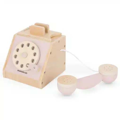 Montessori mängutelefon lastele 3+ | E-pood Tootemaailm Puidust mängutelefon pööratava kettaga ja eraldi kuuldetoruga