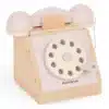 Montessori mängutelefon lastele 3+ | E-pood Tootemaailm Puidust mängutelefon keeratava kettaga ja ümarate kuuldetorudega, roosa-valge disain