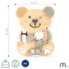 Montessori tegeluslaud lastele 10 ühes karu kujuline | E-pood Tootemaailm Puidust karukujuline tegevustahvel hammasrataste, rihma, nööri ja kujunditega, mõõdud 23,3 x 30,2 cm