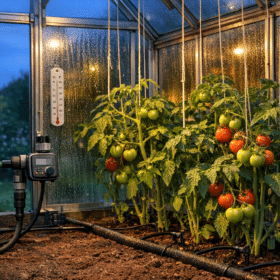 Jaheda õhtu kasvuhoone tomatitaimedega