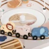 Montessori arendustabel lastele 10in1 | E-pood Tootemaailm Puidust loomadega mängurong raudteel, kolmest vagunist koosnev värviline laste mänguasi