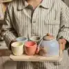 Puidust teekomplekt lastele kodu mängudeks | E-pood Tootemaailm Pastelset teekomplekt kandikul kruuside ja teekannuga