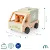 Puidust prügiveoauto sorteerimismänguasi lastele | E-pood Tootemaailm Puidust mänguauto prügiveoki kujul koos kahe figuuriga, mõõdud 19,5 x 13 x 13,5 cm