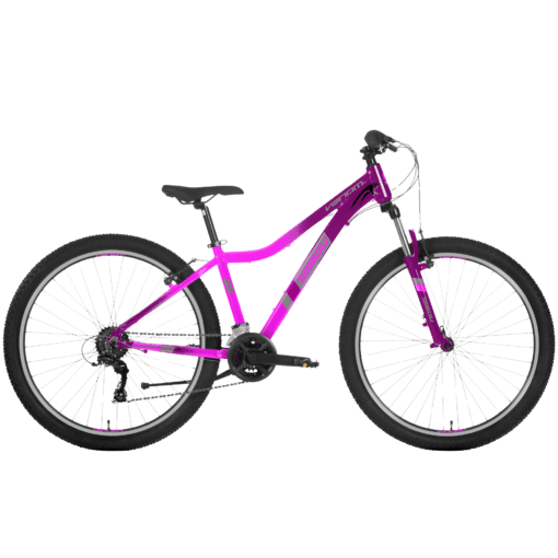 Noorte maastikuratas Tabou Venom 1.0 W roosa-lilla | E-pood Tootemaailm Roosa ja lilla hardtail-tüüpi jalgratas mustadel rehvidel, külgvaates