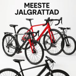 Mitmekesised meeste jalgrattad erinevates värvides ja stiilides