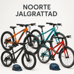 Erinevad noorte jalgrattad parkimisalal