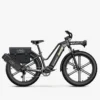 Elektrijalgratas Fiido Titan hall 26-tolline | E-pood Tootemaailm Must elektriline fat bike rattaga, millel on esi- ja tagakandur ning külgmised kotid