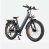 Must elektriline fatbike paksude rehvide, esitule ja pakiraamiga