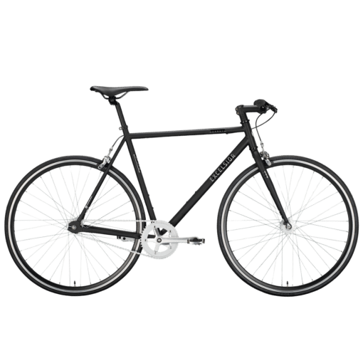 Fixie-jalgratas Excelsior Dandy must | E-pood Tootemaailm Must jalgratas külgvaates hallil taustal