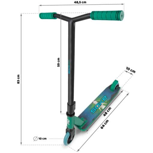 Trikitõukeratas Soke Go roheline-sinine | E-pood Tootemaailm Trikitõukeratas musta ja rohelise disainiga, mõõtudega 83 cm kõrgus, 48,5 cm lenkstang ja 64 cm tekk.