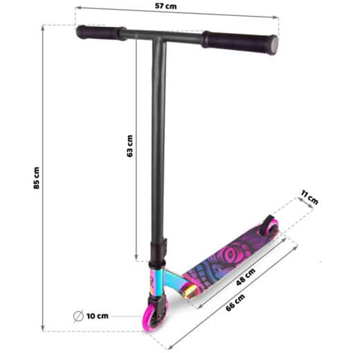 Trikitõukeratas Soke Evo must-lilla | E-pood Tootemaailm Triki tõukeratas mõõtudega 85 cm kõrgus, 57 cm juhtraud ja 66 cm tekk