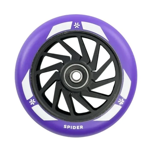Tõukeratta ratas Union Spider Pro 110 mm | E-pood Tootemaailm Lilla ja must skuutri ratas kirjaga SPIDER