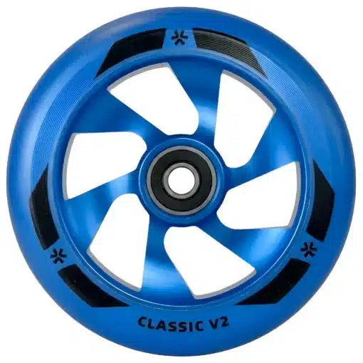Tõukerattaratas Union Classic V2 110 mm sinine | E-pood Tootemaailm Sinine Classic V2 tõukeratta ratas mustade detailidega ja laagriavaga