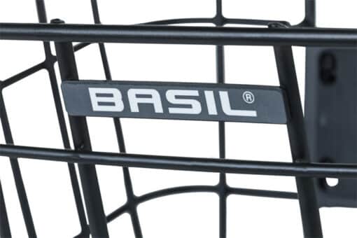 Jalgratta esikorv Basil Bremen eemaldatav | E-pood Tootemaailm BASIL metallist rattakorv musta võrguga ja BASIL logoga