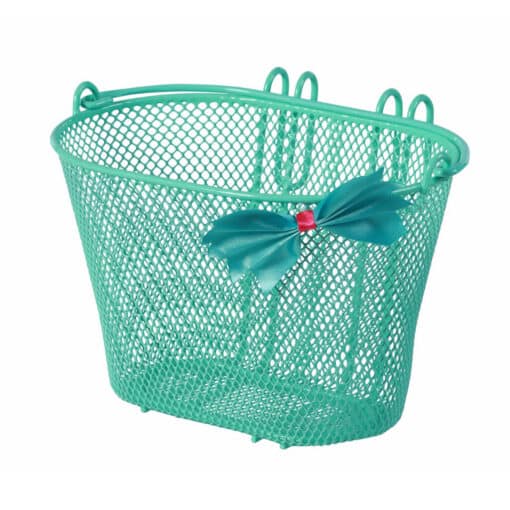 Jalgratta esikorv Basil Jasmin kikilipsuga | E-pood Tootemaailm Türkiissinine metallvõrgust jalgrattakorv, kaunistatud lehviga