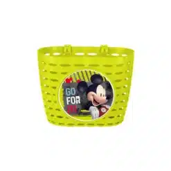 Kollane Mickey Mouse pildiga plastkorv külgmistel avadega
