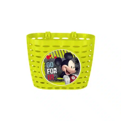 Laste rattakorv Miki Hiir roheline | E-pood Tootemaailm Kollane Mickey Mouse pildiga plastkorv külgmistel avadega