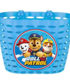 Sinine Paw Patroli teemaline plastkorv koerafiguuride pildiga ees