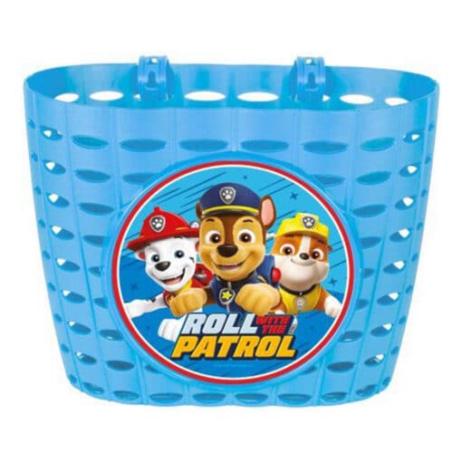 Laste jalgrattakorv Käpapatrull sinine | E-pood Tootemaailm Sinine Paw Patroli teemaline plastkorv koerafiguuride pildiga ees