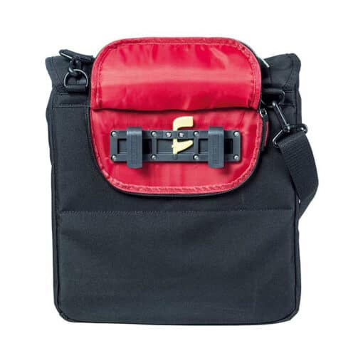 Pakiraamikott Basil Sport Design Commuter 18 l | E-pood Tootemaailm Must ja punane õlarihmaga kott, esiküljel lukuga tasku